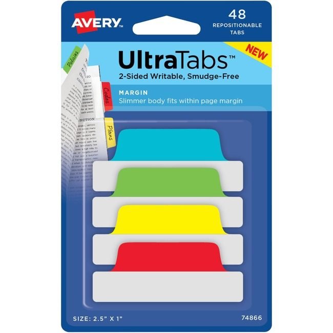 Avery Products Corporation Tabs 2.5"X1" 48 ASSTCOLORS AVE74866
