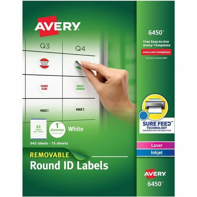 Avery Products Corporation Label Removeable Round 1" AVE6450