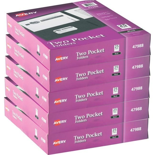 Avery Products Corporation Folder 2-POCKET Letter Black AVE47988CT