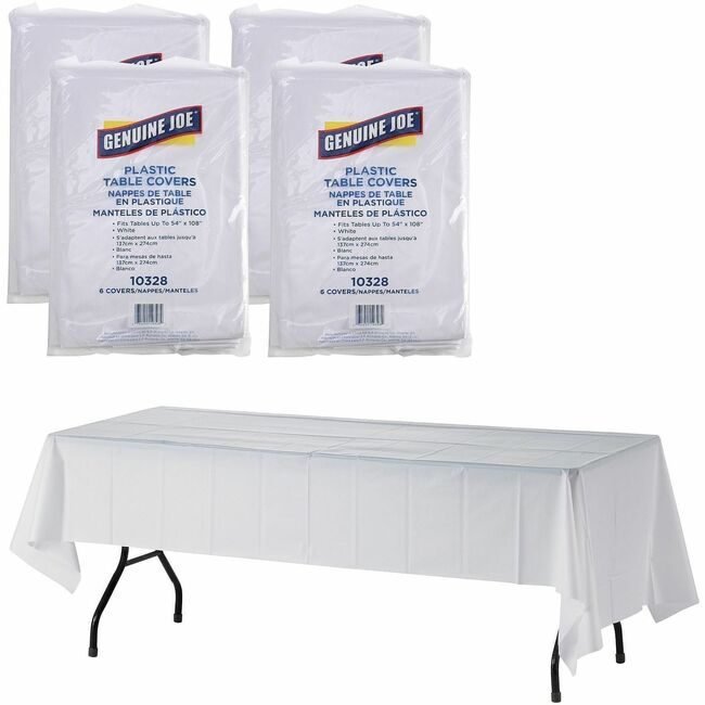 Genuine Joe Tablecovr Plastic 54X108 We GJO10328CT