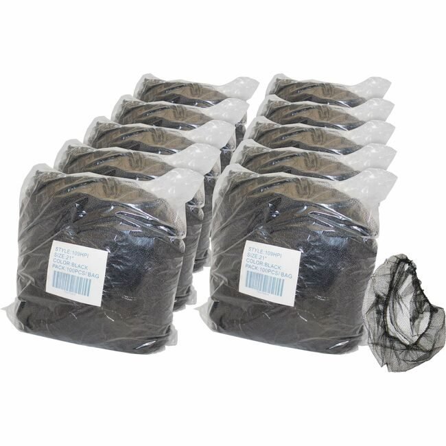 Genuine Joe Net Hair Nylon Black Large 21" GJO85135CT