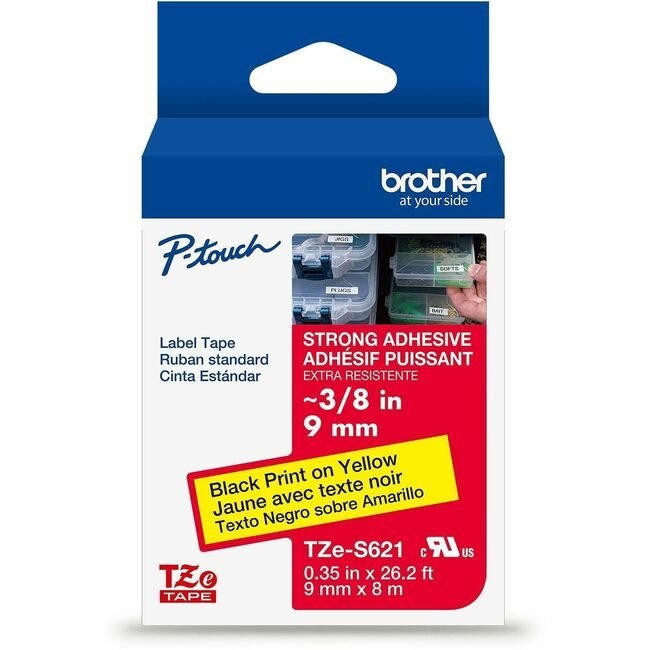 Brother International Tape Indust 3/8"-BK/YW BRTTZES621G