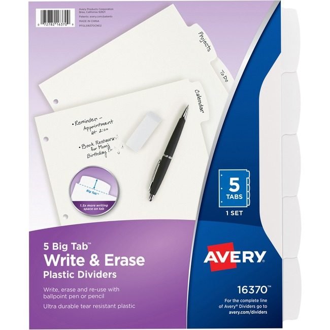Avery Products Corporation Dividers Write-On 5TAB We AVE16370