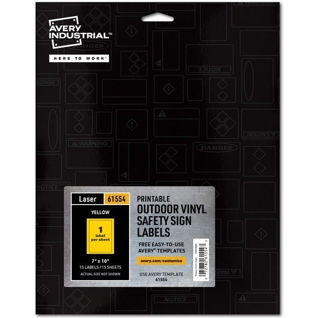 Avery Products Corporation Sign Label Yellow 7X10 AVE61554