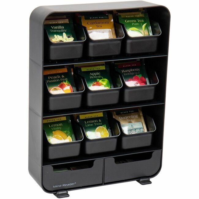 Mind Reader Products Caddy Tea Condmt 15 BAG Black EMSTBORG-BLK