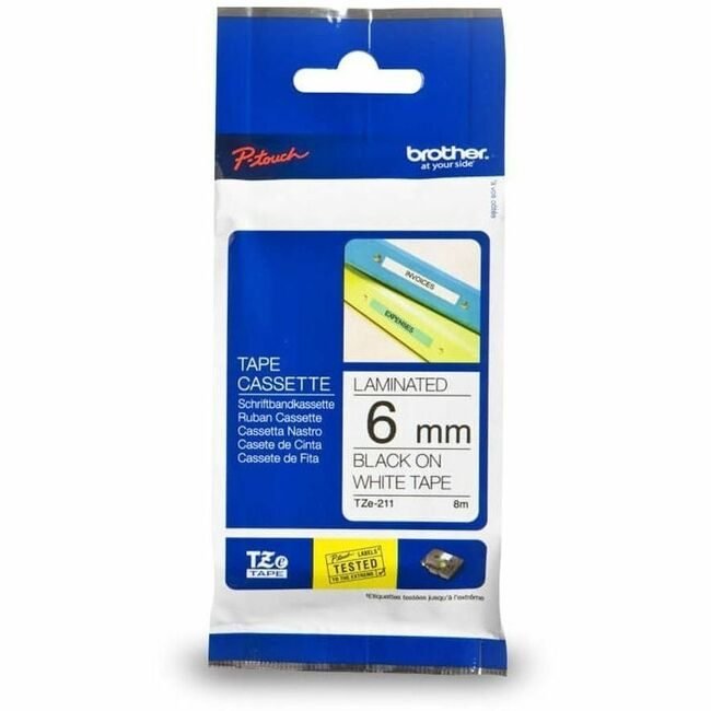 Brother International Cartridge Tape 1/4" Bk/We BRTTZE211G