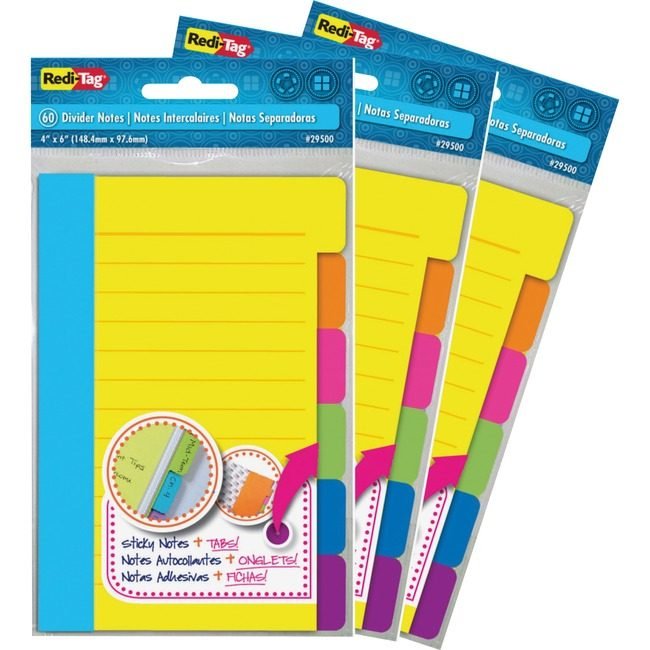 Redi-Tag Notepad Sticky Tabbed 3 Pack RTG10245
