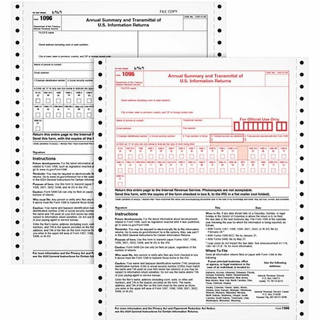 TOPS Products Form Tax 1096 Carbonless TOP2202