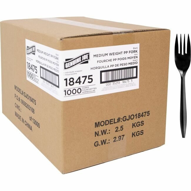 Genuine Joe Fork Mwpp Black Wrapped GJO18475