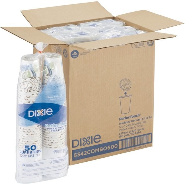 Georgia-Pacific Dixie Cup Paper Hot 12OZ W/Lids DXE5342COMBO6CT