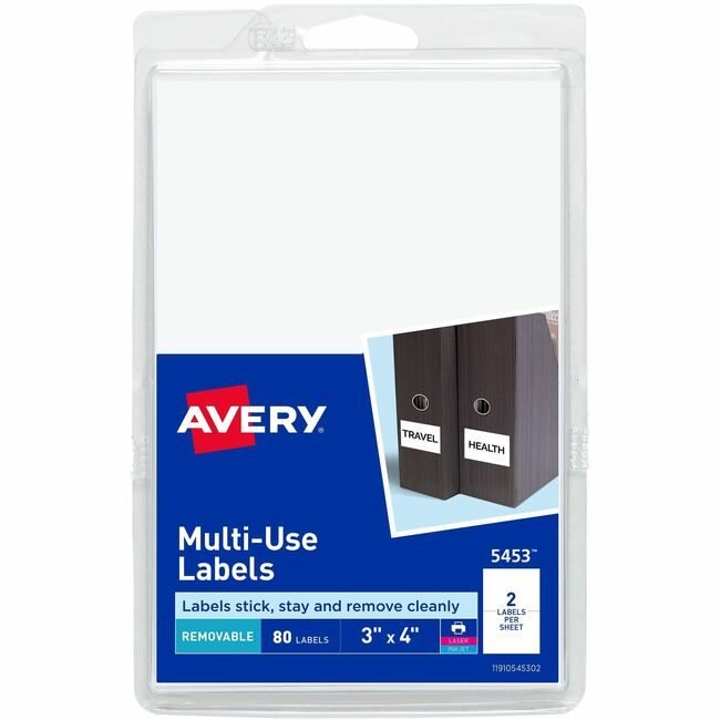 Avery Products Corporation Label 3X4 80/PK White AVE05453