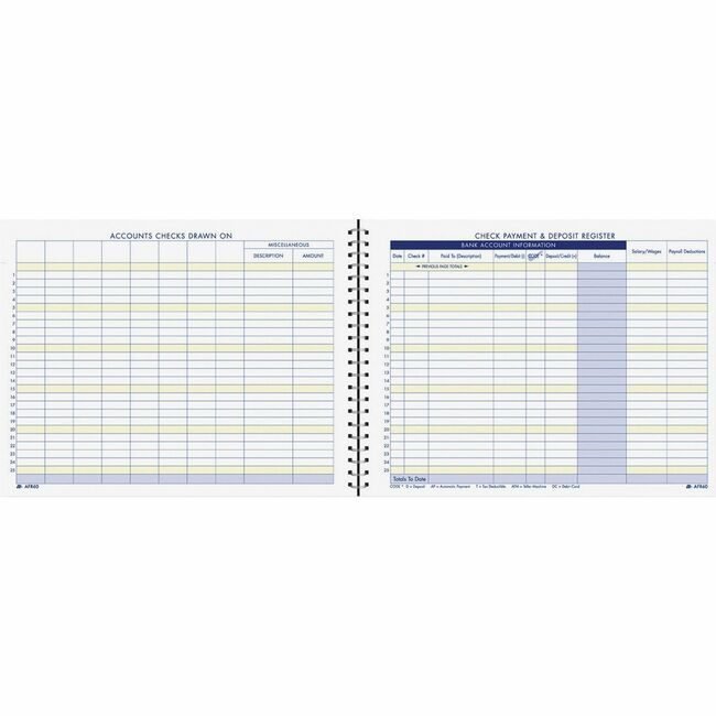 Adams Business Forms Book Check Pay & Reg ABFAFR60
