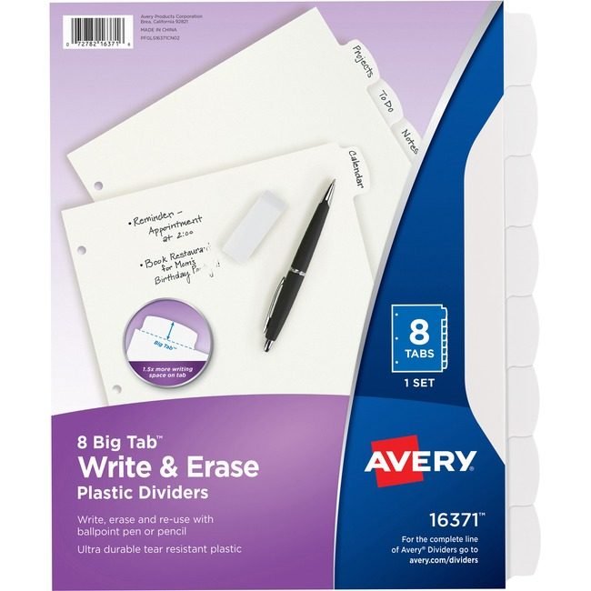 Avery Products Corporation Dividers Write-On 8TAB We AVE16371