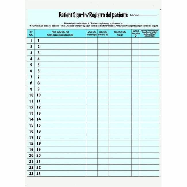 Tabbies Form Sign-In Patient Bilngl TAB14541