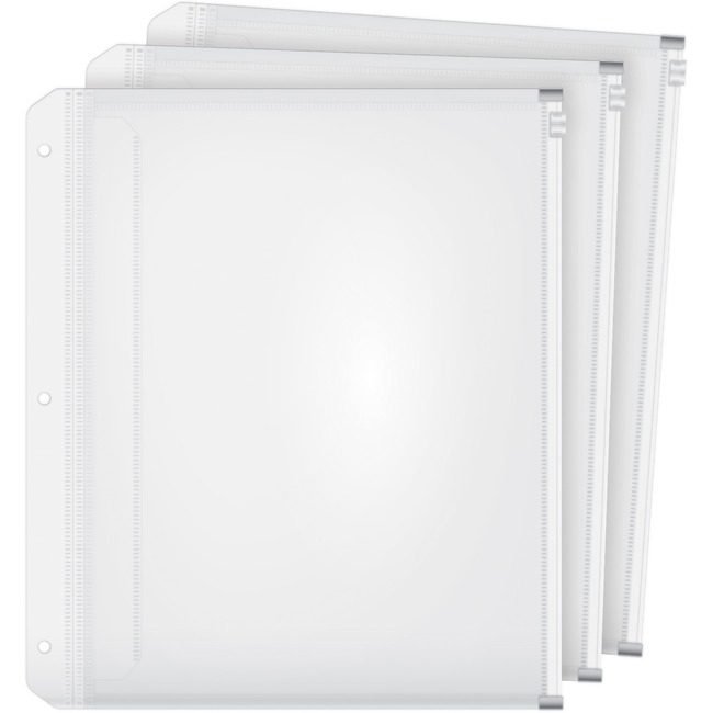 TOPS Products / Cardinal Brands Pocket Zipper Binder 3HOLE Clear CRD14201