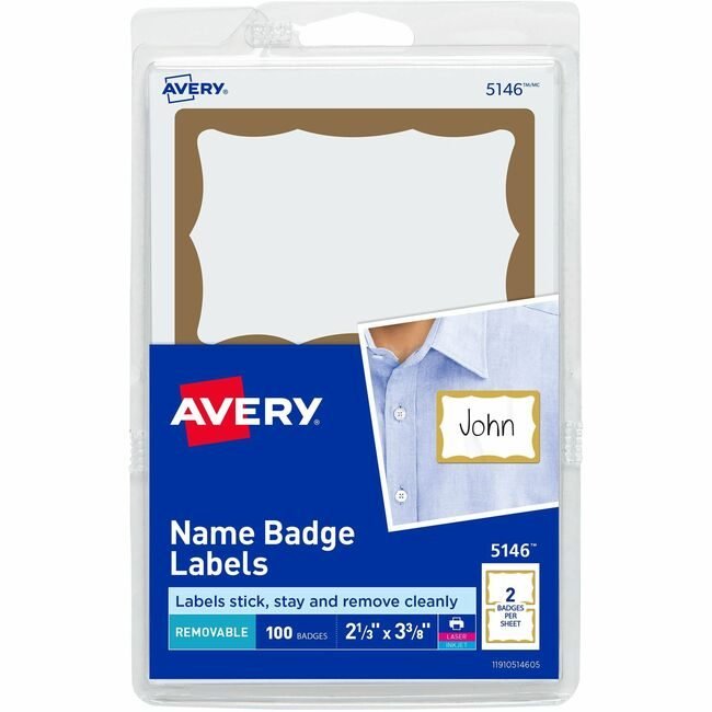 Avery Products Corporation Badge Adhesive Gld Brdr 100 AVE5146