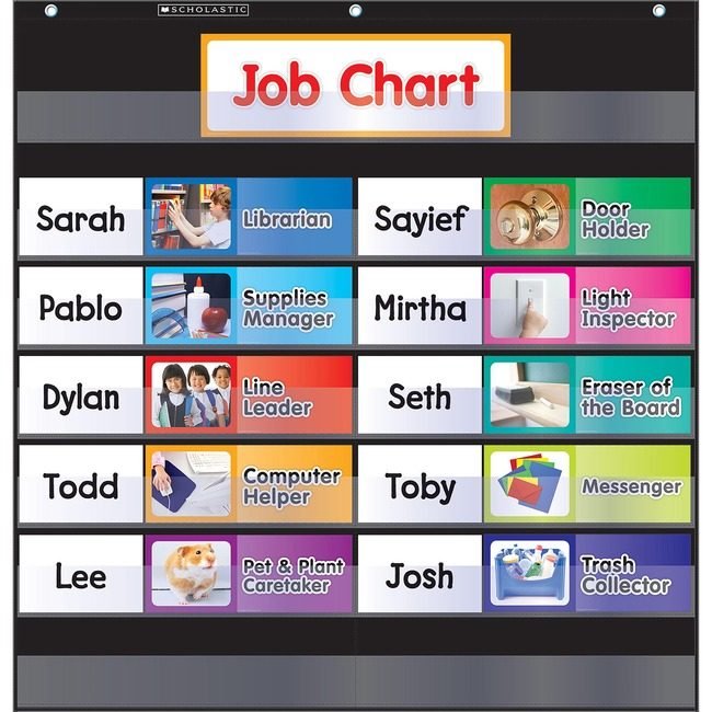 Scholastic Pocketchart Class Jobs Black SHS0545838649