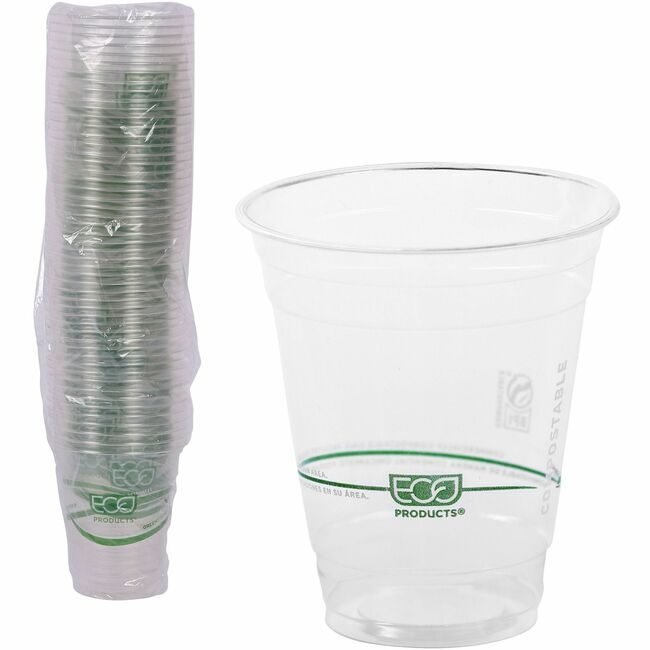Eco-Products Cup Cold Pla Grnstrp 12OZ ECOEPCC12GSA