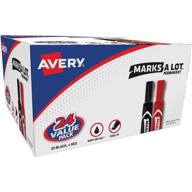 Avery Products Corporation Marker Perm Reg Chisel 24 Pack AVE98187