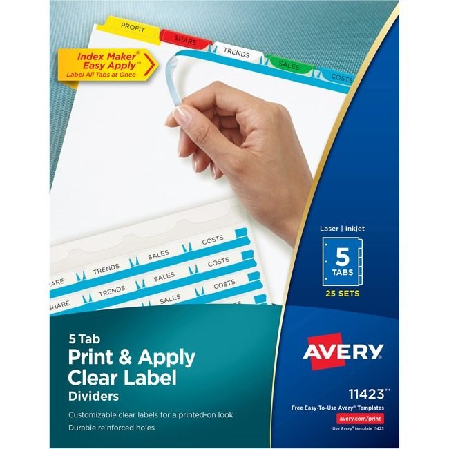 Avery Products Corporation Dividers Index 5TAB Bright AVE11423