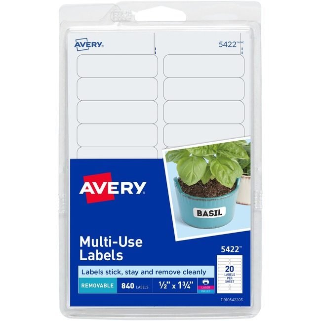 Avery Products Corporation Label .5X1.75 840/PK White AVE05422