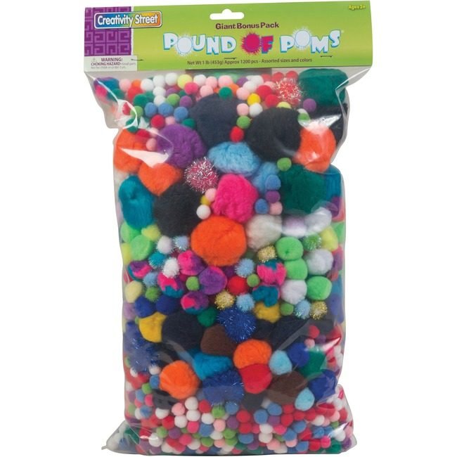Pacon Corporation Pompom Assorted 1LB 1200 Count PAC818001