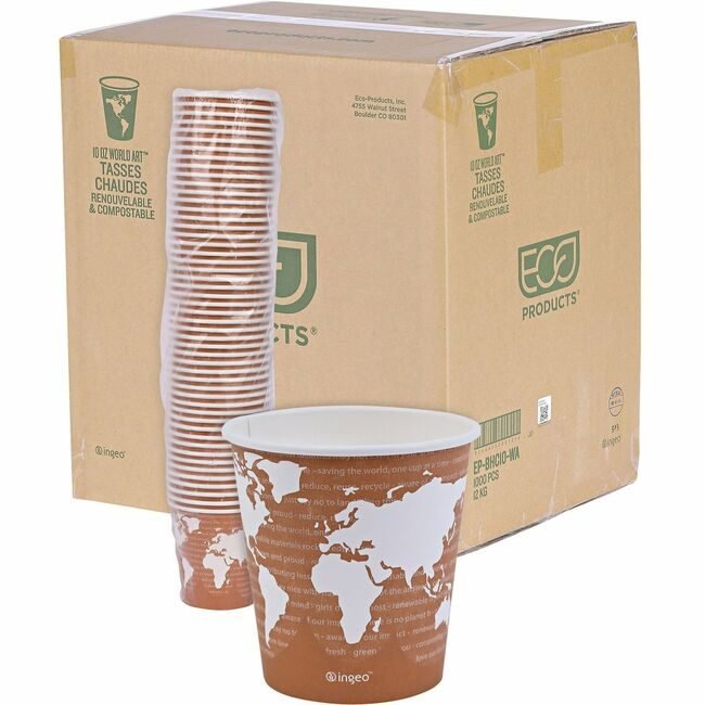 Eco-Products Cup Hot World Art 10OZ ECOEP-BHC10-WA