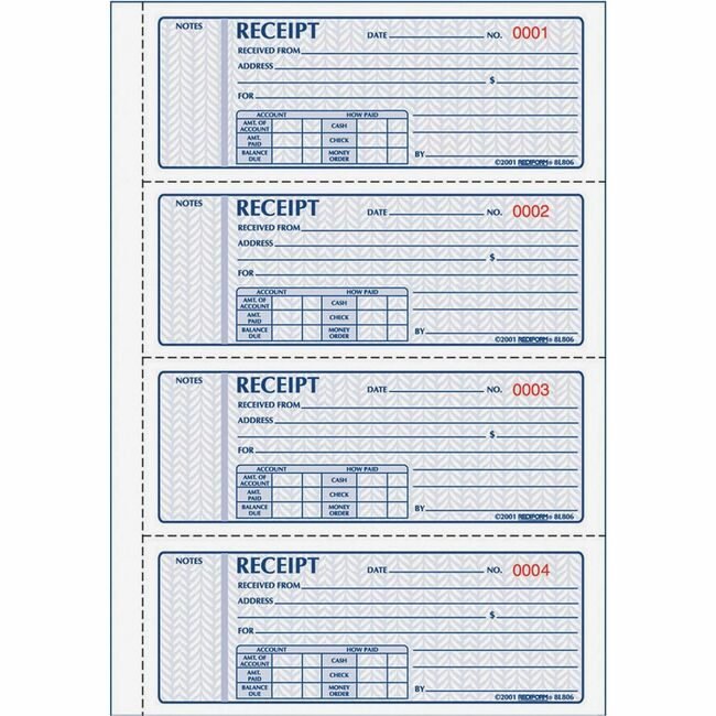 Dominion Blueline, Inc. Schneider Vizz Book Receipt 2PT 4 PER PAGE RED8L806