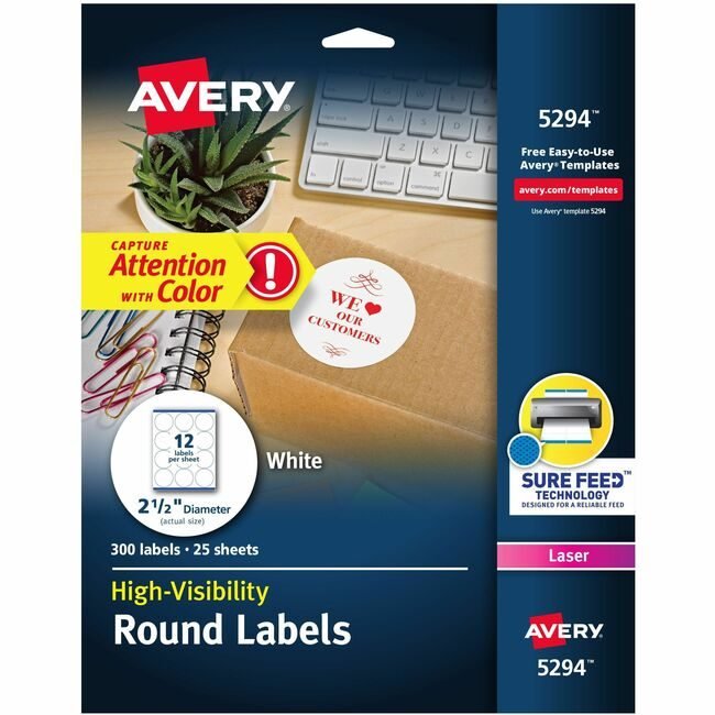 Avery Products Corporation Label Perm Lsr Round 2.5" AVE5294