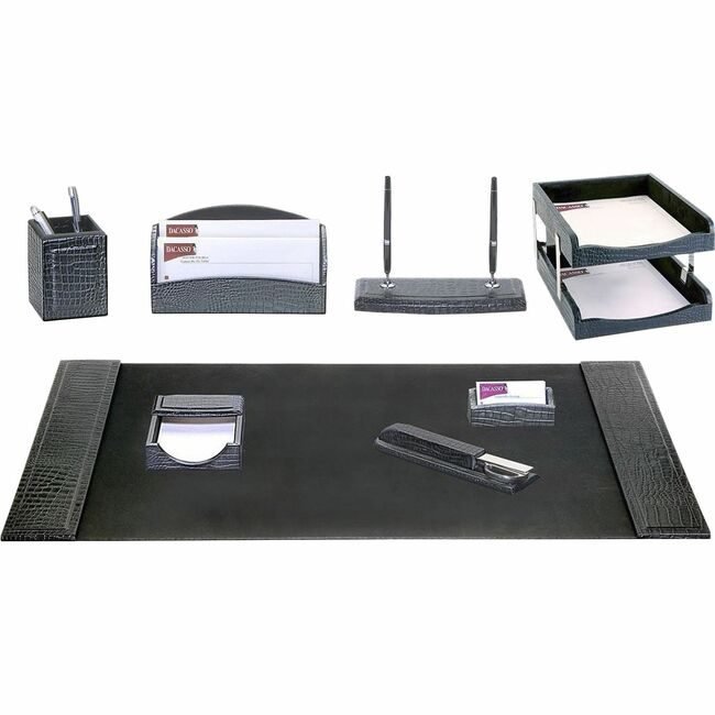 Dacasso Dsk St Lthr Crocemb Black 10PC DACD2220