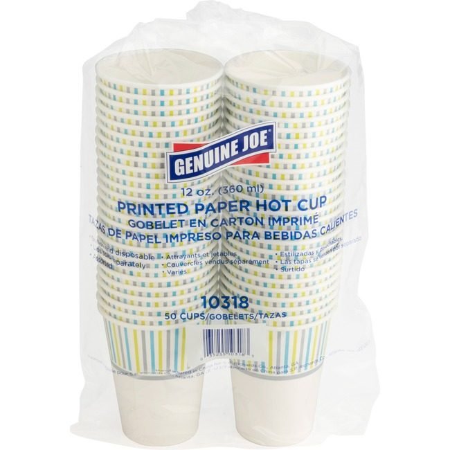 Genuine Joe Cup Paper Hot Printed 12OZ GJO10318