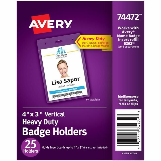 Avery Products Corporation Badgeholder Hd 4X3 25 Count AVE74472