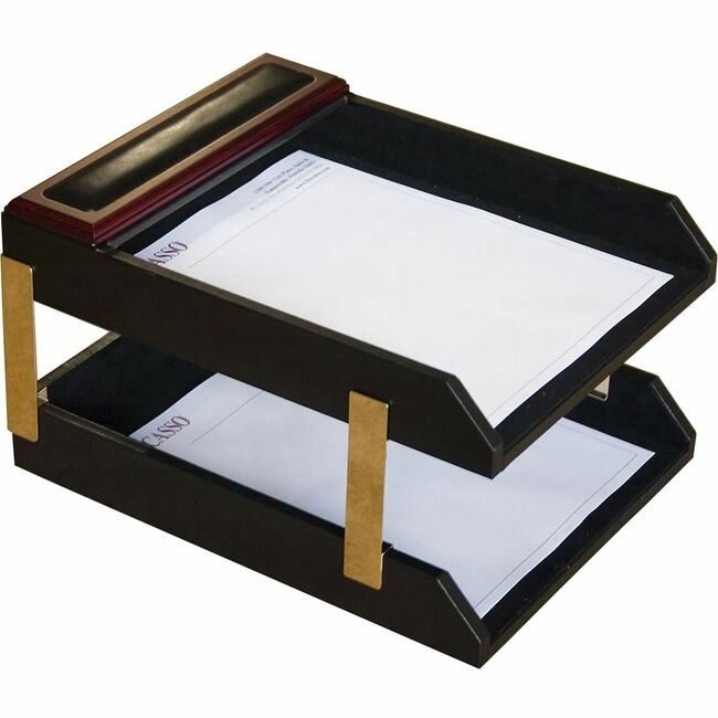 Dacasso Trays Letter Double Lthr Rosewood DACA8020