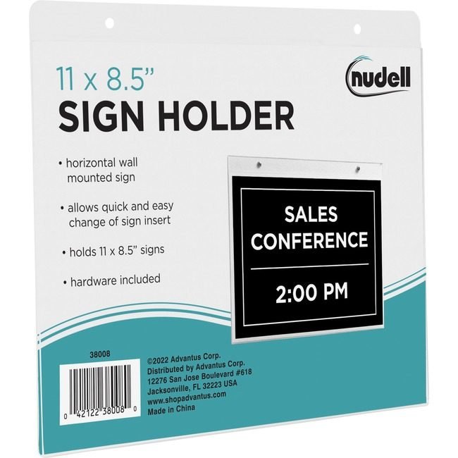 Nu-Dell Manufacturing Holder Sign Wall 8.5HX11W NUD38008