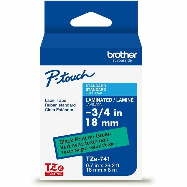 Brother International Tape Label 3/4" Bk/Gn BRTTZE741G