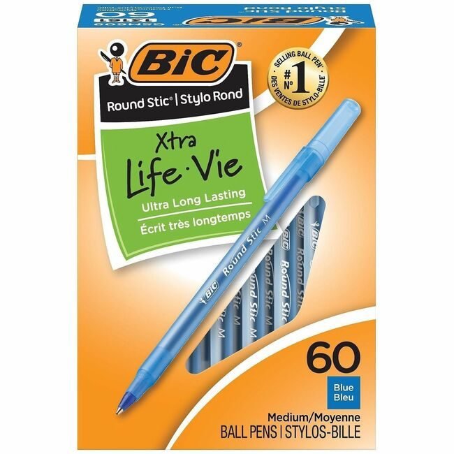 BIC Corporation Pen Roundstic Bp Medium Be 60 Pack BICGSM609-BE