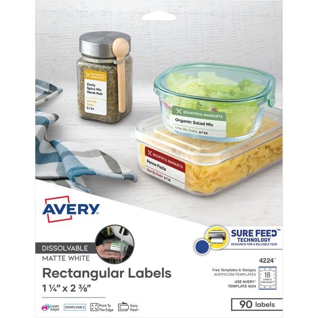 Avery Products Corporation Labels Dissolv Rect 18UP We AVE4224