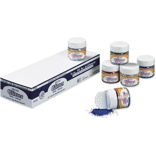 Pacon Corporation Glitter Assorted .75OZ 12 Pack PAC91356