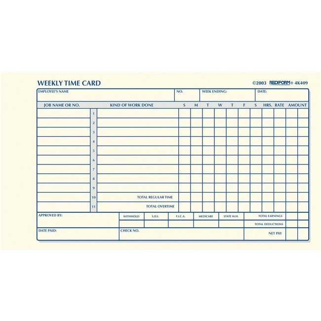 Dominion Blueline, Inc. Schneider Vizz Form Time Tickt Weekly 4.25X7 RED4K409