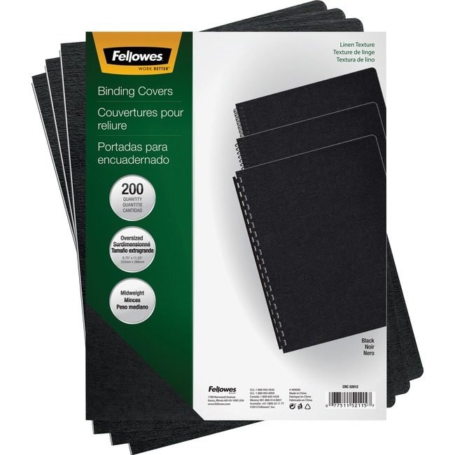 Fellowes Brands Cover Bind Textrd Linen Black FEL52115