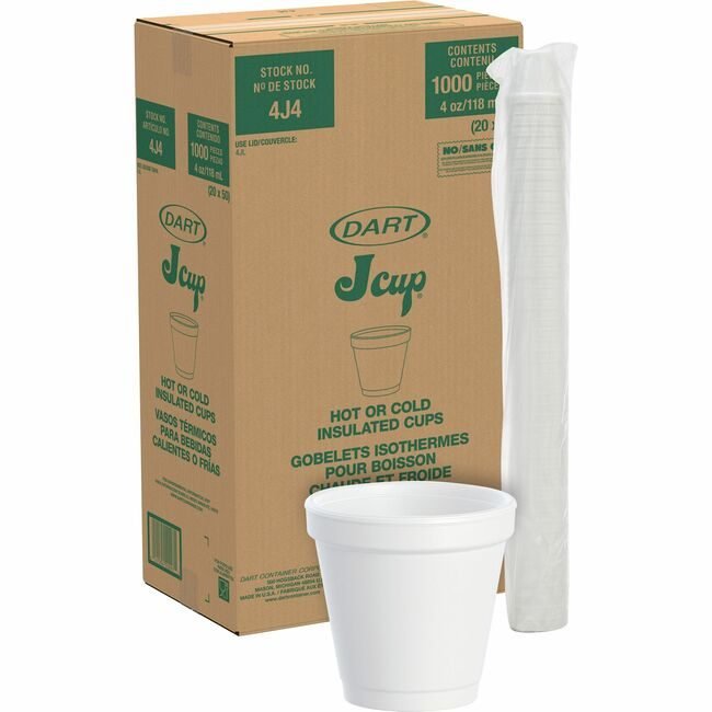 Dart Container Corporation Cup 4 OZ Foam 1M/CT White DCC4J4