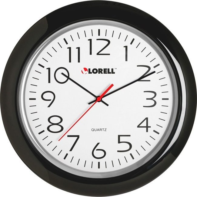 Lorell Clock Wall Quartz 13.25" Black LLR60989