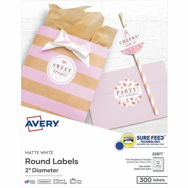 Avery Products Corporation Labels 2"RD Perm Wt 300 Pack AVE22877