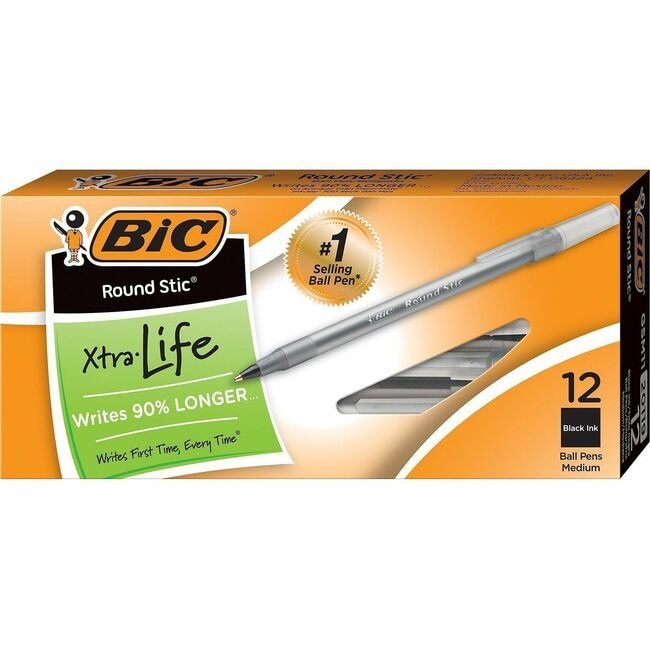 BIC Corporation Pen Roundstic Bp Medium Black Dz BICGSM11-BK