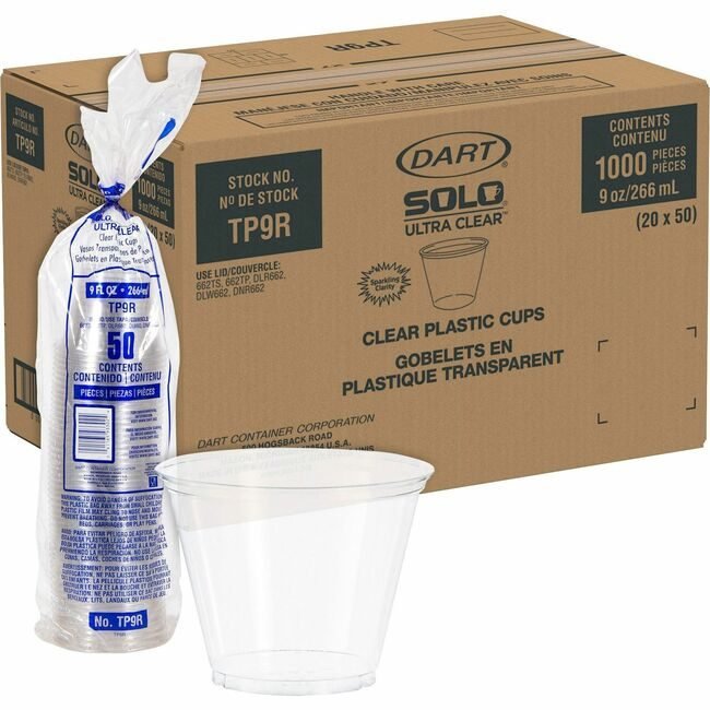 Dart Container Corporation Solo Cup Plastic Clear 9OZ SCCTP9R