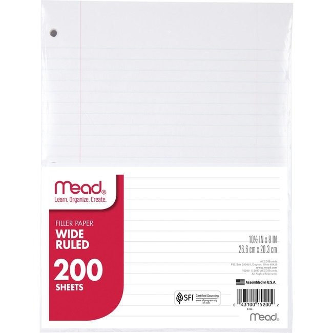 ACCO Brands Mead / Five Star Paper Filler Eco Wd 8X10.5 MEA15200