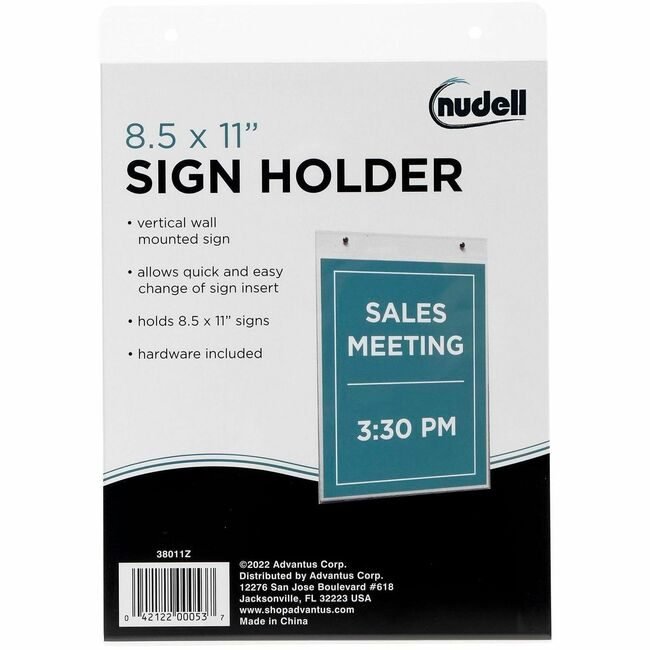 Nu-Dell Manufacturing Frame 8.5X11 Wallsign Clear NUD38011Z