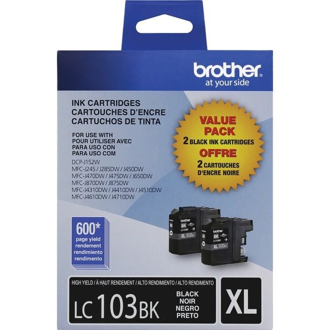 Brother International Crtdgs Ink Black 2 X 600 PGS BRTLC1032PKS