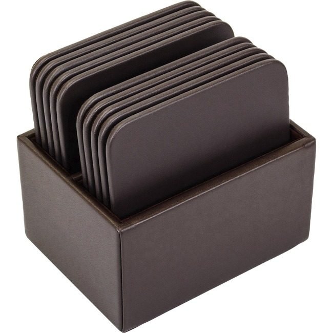 Dacasso Coaster Set Sq Lthr Bn DACA3443