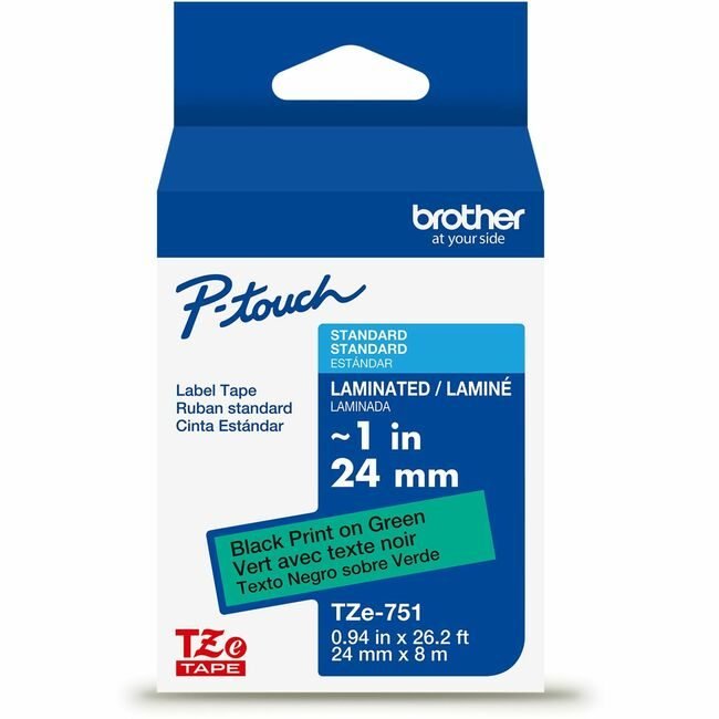 Brother International Tape Label 1" Bk/Gn BRTTZE751G